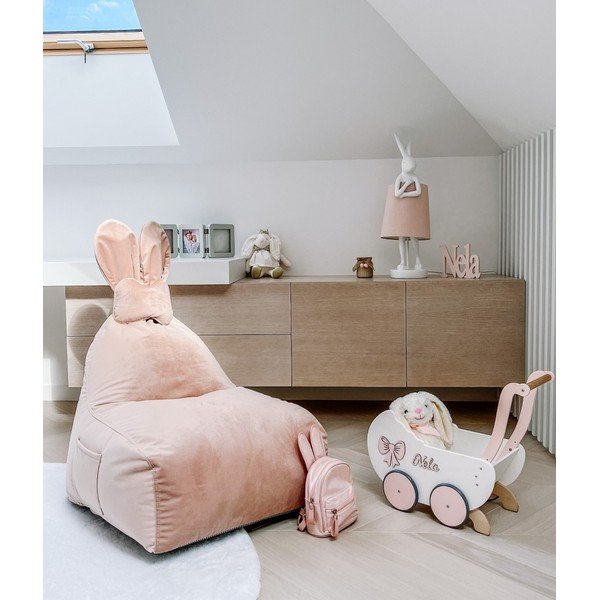 Světle růžový dětský sedací vak Funny Bunny – The Brooklyn Kids-image-1