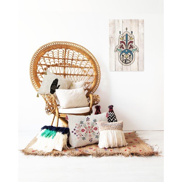 Černo-béžový polštář Madre Selva Hand, 45 x 45 cm-image-3