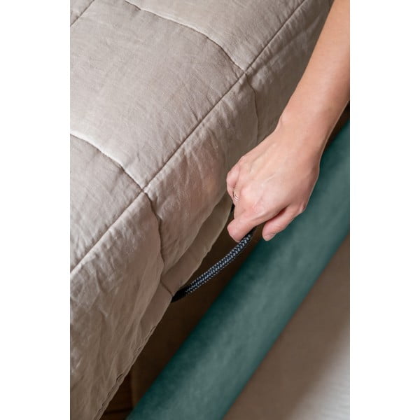 Tyrkysová čalouněná jednolůžková postel s úložným prostorem s roštem 90x200 cm Dreamy Aurora – Miuform-image-3