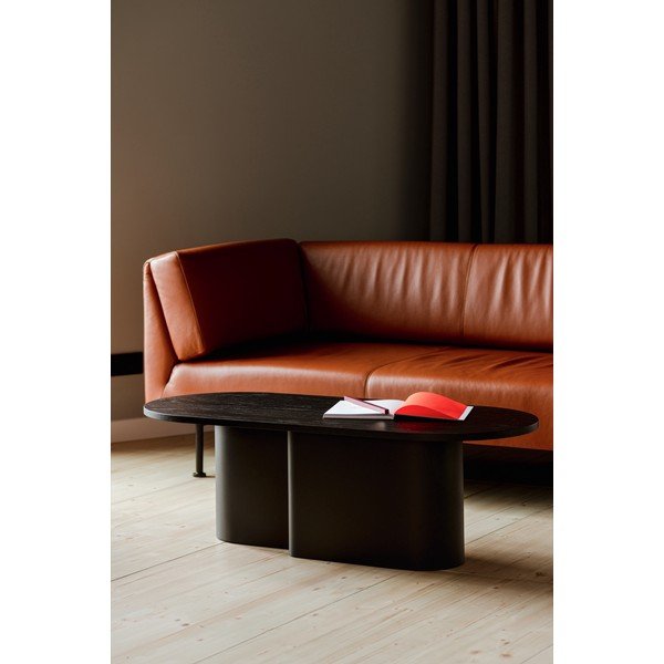 Černý konferenční stolek s deskou v dubovém dekoru 50x115 cm Looi – noo.ma-image-1