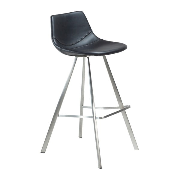 Černá barová židle s ocelovým podnožím DAN–FORM Pitch