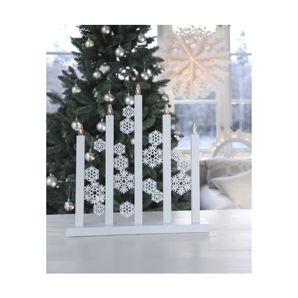 Bílý LED svícen Star Trading Snowfall, výška 46 cm