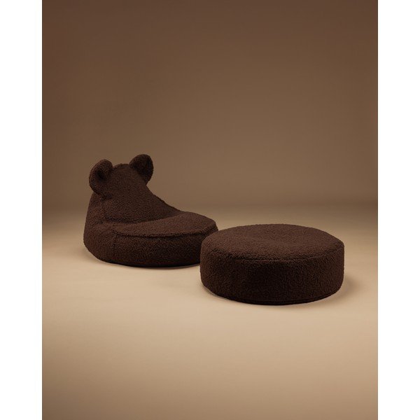Tmavě hnědý dětský sedací vak z textilie bouclé Warm Hazel – Wigiwama-image-1