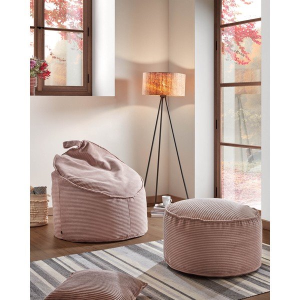 Růžový manšestrový taburet Wilma – Kave Home-image-1