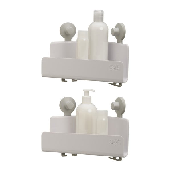 Bílé rohové samodržící plastové koupelnové poličky v sadě 2 ks EasyStore - Joseph Joseph
