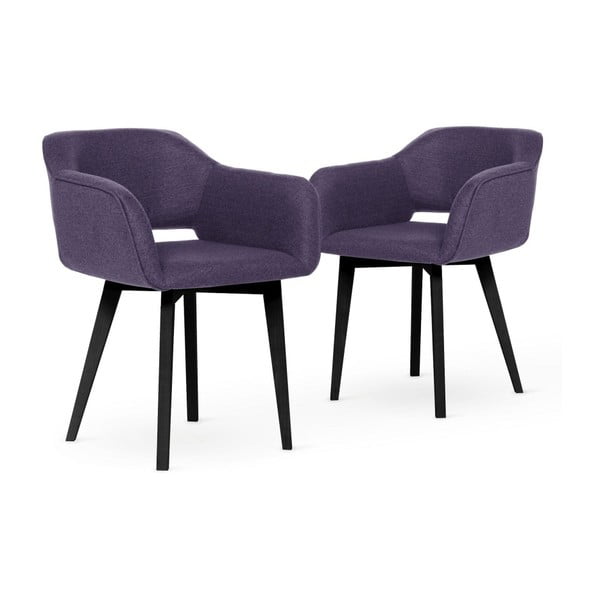 Sada 2 fialových jídelních židlí s černými nohami My Pop Design Oldenbur