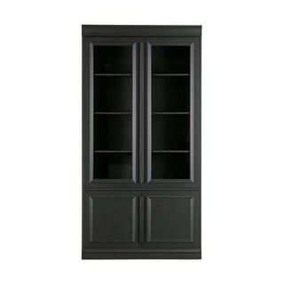 Černá vitrína z borovicového dřeva 110x215 cm Organize – BePureHome