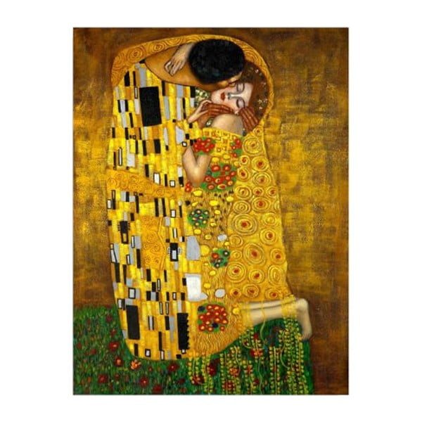 Nástěnná reprodukce na plátně Gustav Klimt The Kiss, 30 x 40 cm