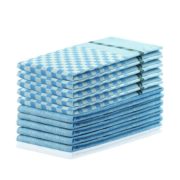 Sada 10 modrých bavlněných utěrek DecoKing Louie, 50 x 70 cm