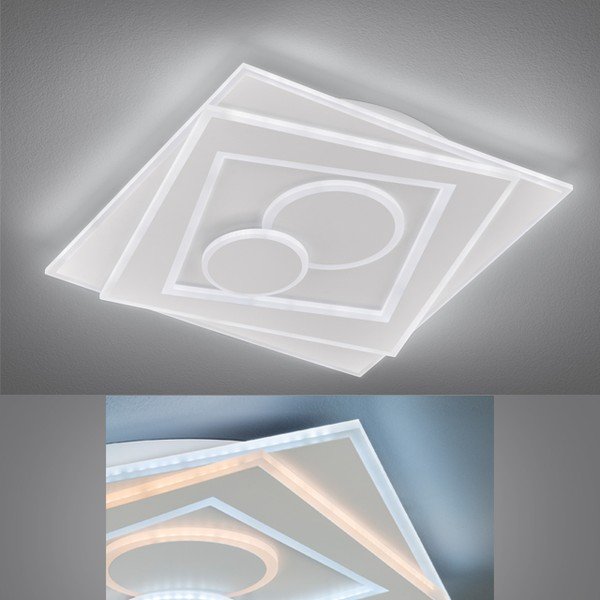 Bílé kovové stmívatelné LED stropní svítidlo na dálkové ovládání 50x50 cm Ratio – Fischer & Honsel-image-1
