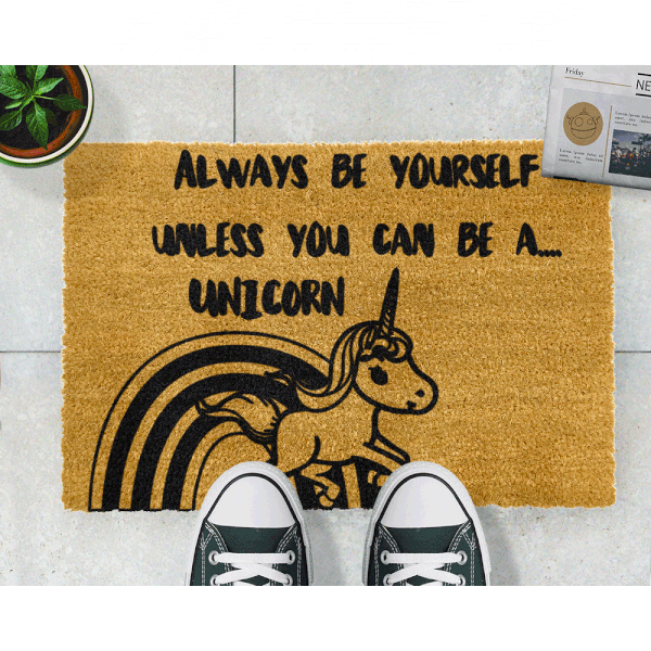 Rohožka z přírodního kokosového vlákna Artsy Doormats Unicorn, 40 x 60 cm-image-2