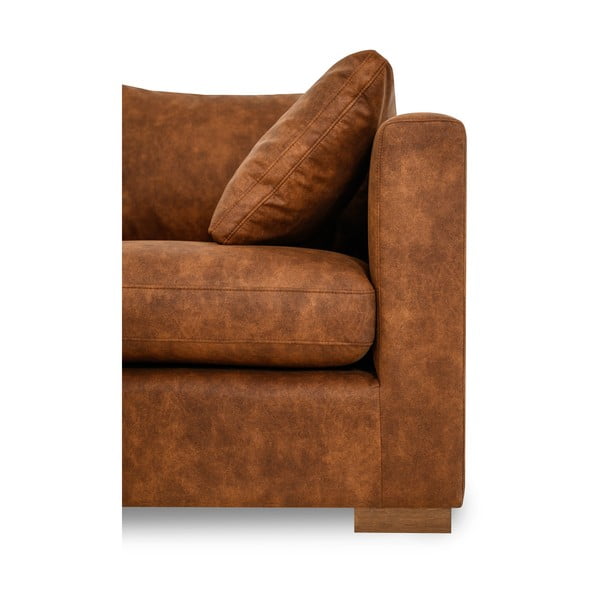 Koňakově hnědá rohová pohovka z imitace kůže (levý roh) Hamburg – Scandic-image-4