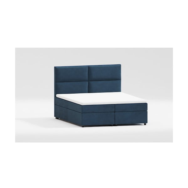 Tmavě modrá boxspring postel s úložným prostorem 140x200 cm Rico – Ropez