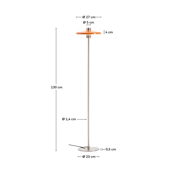 Oranžová stojací lampa s kovovým stínidlem (výška 130 cm) Nuvira – Kave Home-image-4