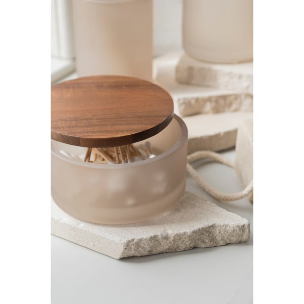 Béžový skleněný koupelnový organizér na vatové tampony Modest – Mette Ditmer Denmark-image-1