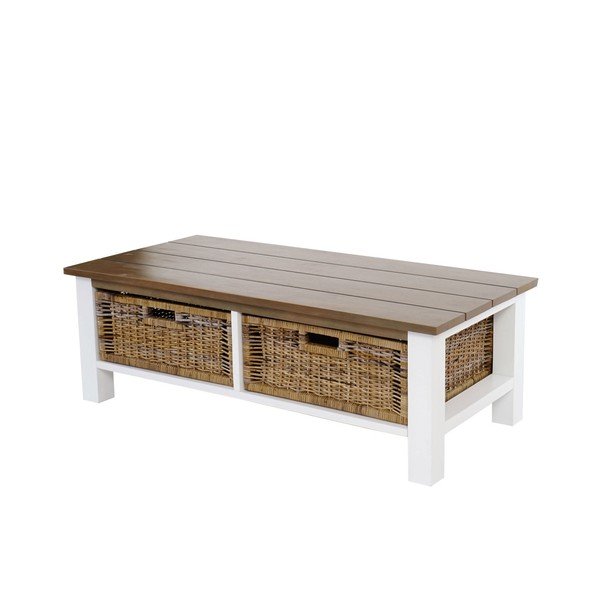 Bílý odkládací stolek Mendler Shabby