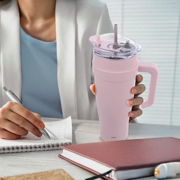 Růžový termo hrnek s brčkem 1,2 l Termo – Orion-image-1