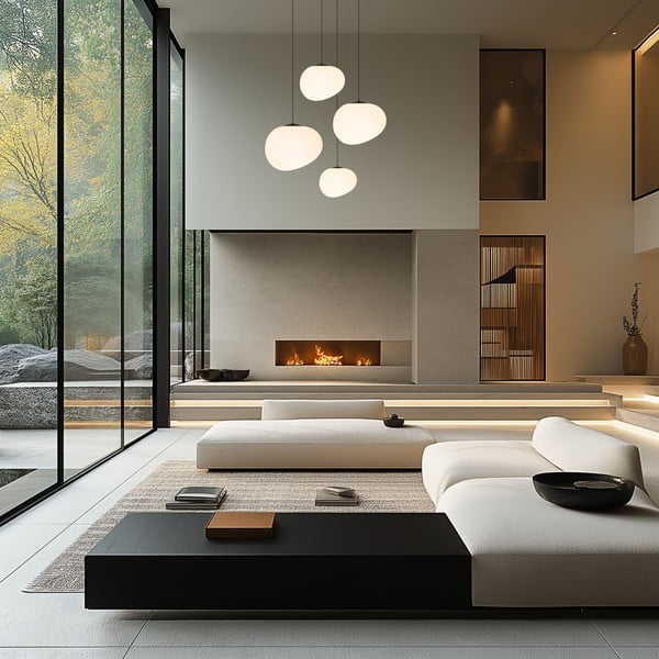 Černo-bílé závěsné svítidlo ø 30 cm Stones – Candellux Lighting-image-3