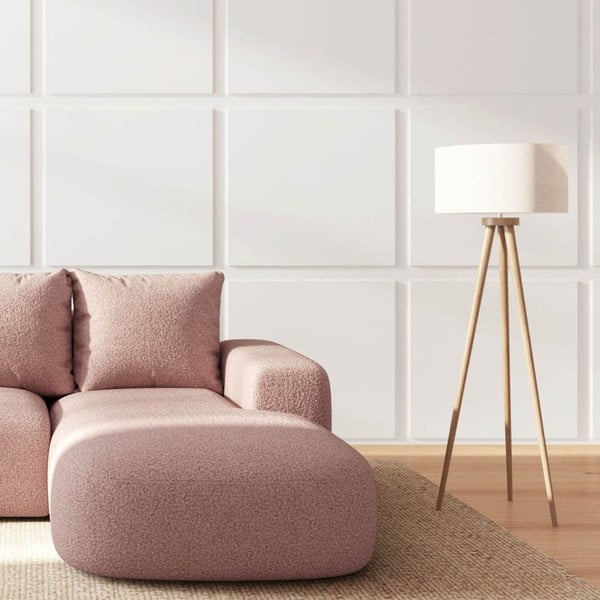 Růžová rohová pohovka z textilie bouclé (pravý roh/s lenoškou) Monce – Rodier-image-3