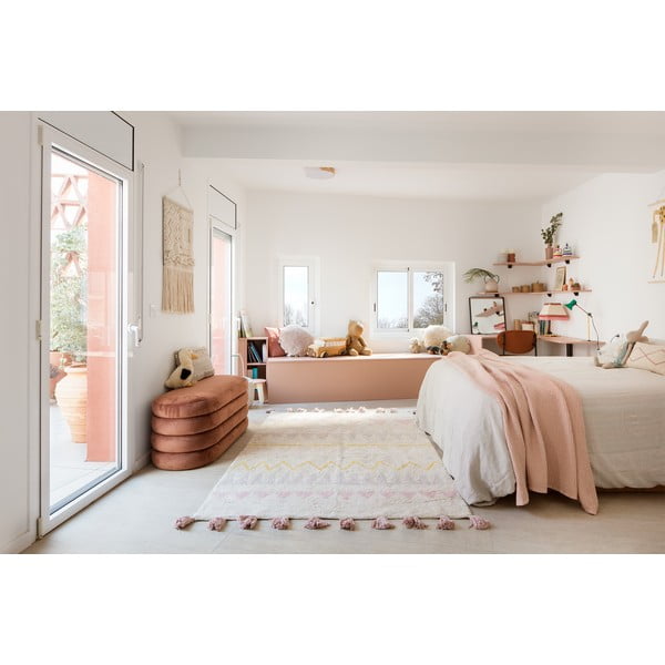Růžovo-krémový pratelný ručně tkaný bavlněný dětský koberec 120x160 cm Azteca Vintage Nude – Lorena Canals-image-1