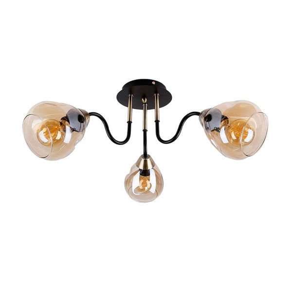 Stropní svítidlo se skleněným stínidlem v černo-zlaté barvě Unica – Candellux Lighting