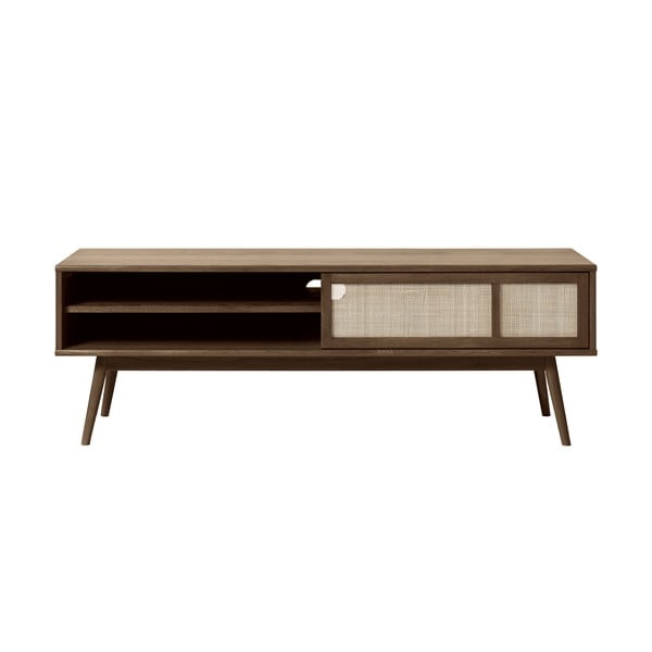 Tmavě hnědý TV stolek v dekoru dubu 150x50 cm Barrali – Unique Furniture