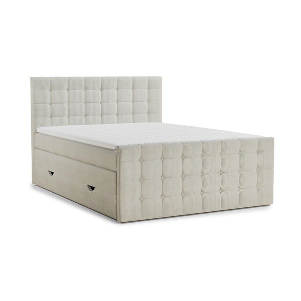 Krémová boxspring postel s úložným prostorem 200x200 cm Tasca – Maison de Rêve
