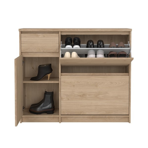 Výklopný botník v dekoru dubu v přírodní barvě 109x93x32 cm Naia – Tvilum-image-3