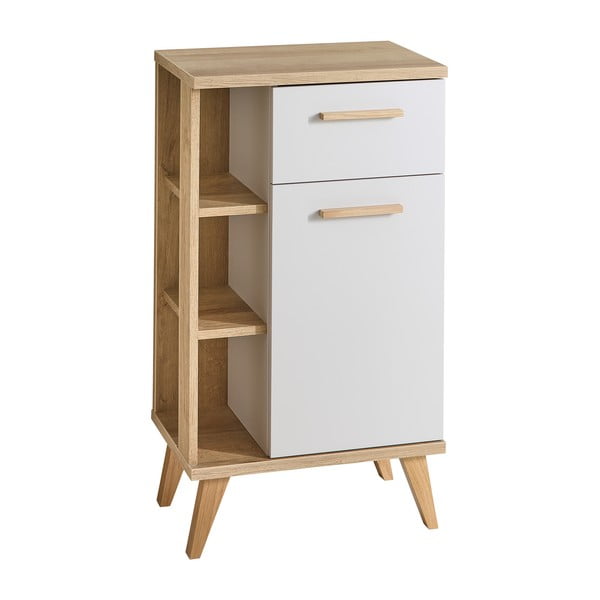 Krémová/v přírodní barvě nízká koupelnová skříňka v dekoru dubu 50,5x89,5 cm Quickset 966 – Pelipal