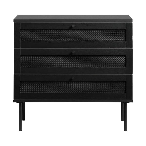 Černá nízká komoda v dekoru dubu 80x75 cm Pensacola – Unique Furniture