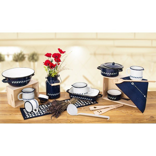 Modrá smaltovaná konvice na mléko Orion, 2 l-image-1