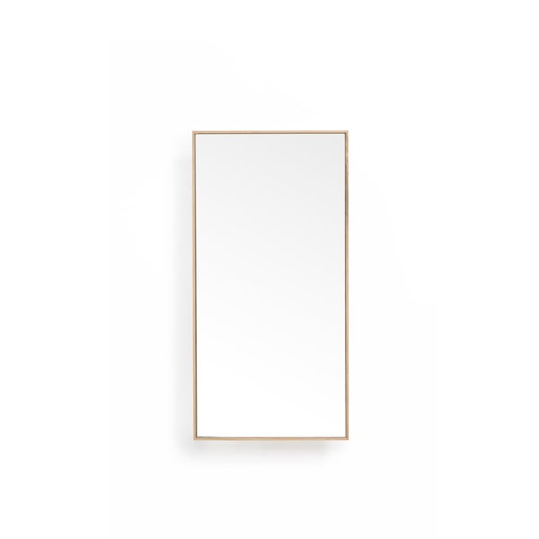 Police se zrcadlem z dubového dřeva v přírodní barvě 31x61,5 cm Slimline – Wireworks-image-2