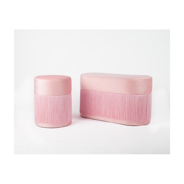 Růžový puf se sametovým potahem Velvet Atelier, ø 36 cm-image-1