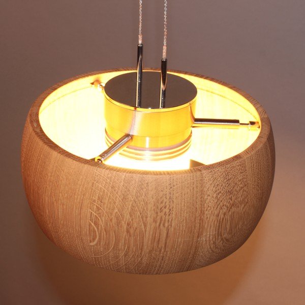 LED stmívatelné závěsné svítidlo v černé a přírodní barvě s dřevěným stínidlem Shine-wood – Fischer & Honsel-image-2
