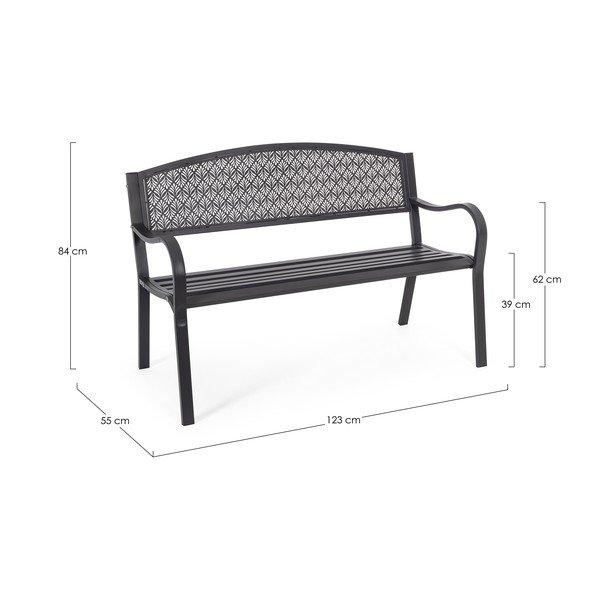 Antracitová kovová zahradní lavice Lizette – Bizzotto-image-4