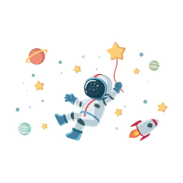 Dětská nástěnná samolepka Ambiance Astronaut in Starry Space, 90 x 60 cm