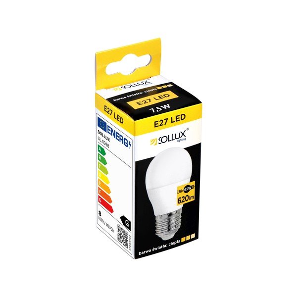 Teplá bílá LED žárovka E27, 7,5 W – Sollux-image-1
