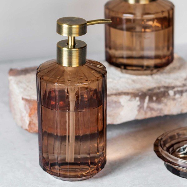 Hnědý skleněný dávkovač mýdla 200 ml Vision – Mette Ditmer Denmark-image-1