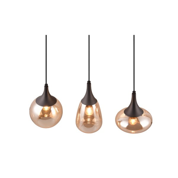 Černo-oranžové závěsné svítidlo se skleněným stínidlem Lumina – Trio-image-1