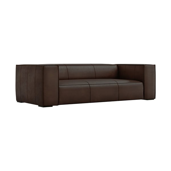 Tmavě hnědá kožená pohovka 227 cm Madame – Windsor & Co Sofas-image-2