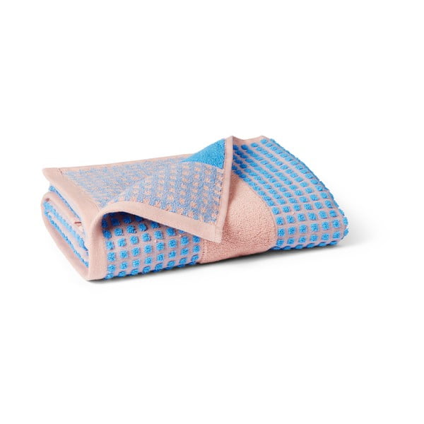 Modro-růžový froté ručník z Bio bavlny 50x100 cm Check – JUNA-image-2