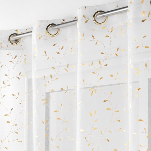 Voálová záclona v bílo-zlaté barvě 140x240 cm Floressia – douceur d'intérieur