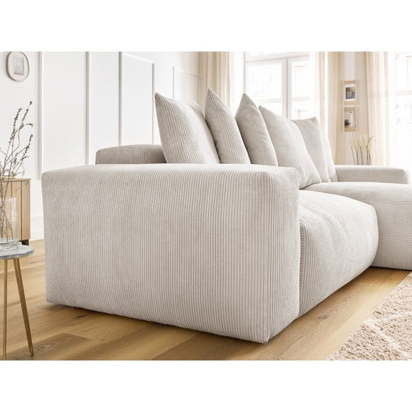 Krémová manšestrová rozkládací/s úložným prostorem rohová pohovka Voltaire – Bobochic Paris-image-4