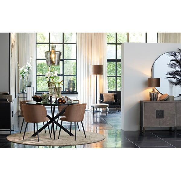 Hnědá sametová jídelní židle Elyna – Light & Living-image-3