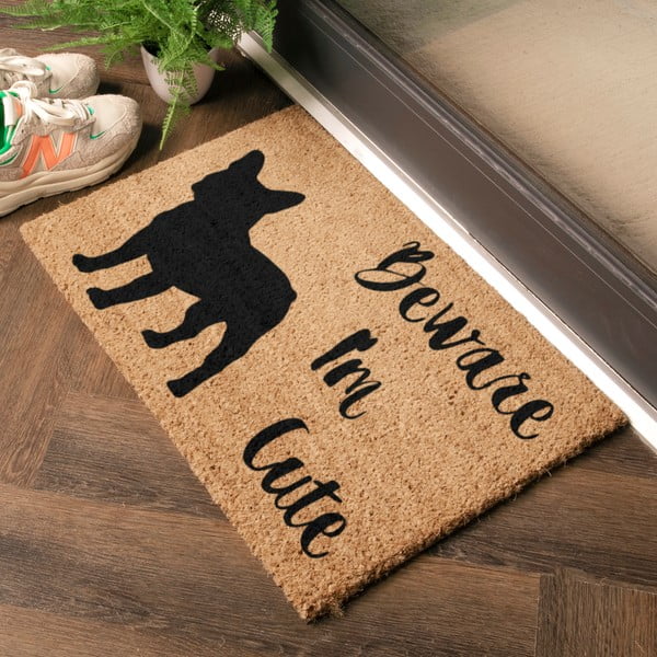 Rohožka z kokosového vlákna 40x60 cm Beware I'm Cute French Bulldog – Artsy Doormats-image-1