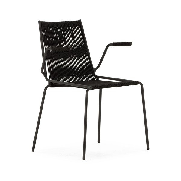 Černé kovové jídelní židle v sadě 2 ks s područkami/stohovatelné Emily – Marckeric