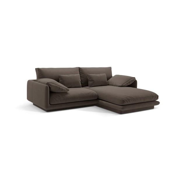 Hnědá sametová rohová pohovka (pravý roh/s lenoškou) Torino – Micadoni -image-2
