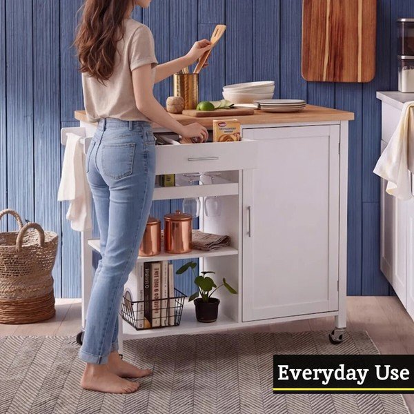 Servírovací stolek na kolečkách z kaučukového dřeva 48x105 cm Frankfurt – Premier Housewares-image-1