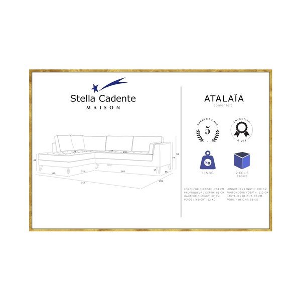 Džínově modrá pohovka s krémovými detaily Stella Cadente Maison Atalaia, levý roh-image-1