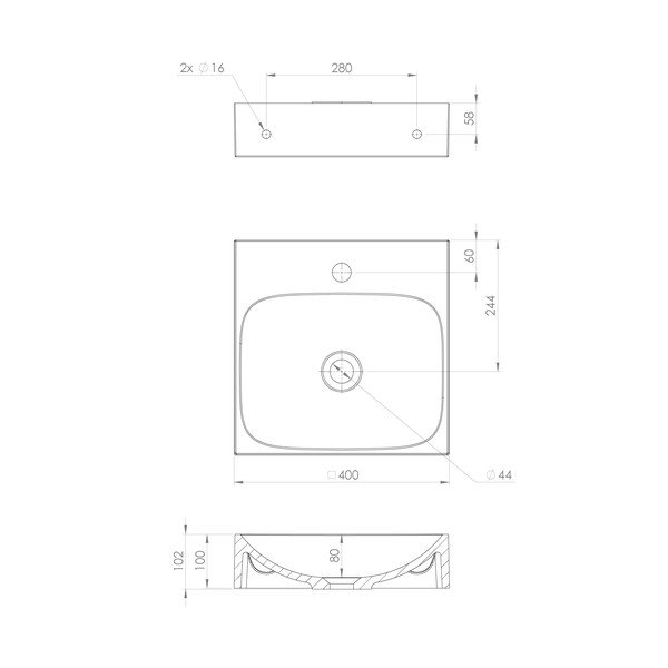 Bílé umyvadlo z litého mramoru 40x40 cm Emona – Sapho-image-4
